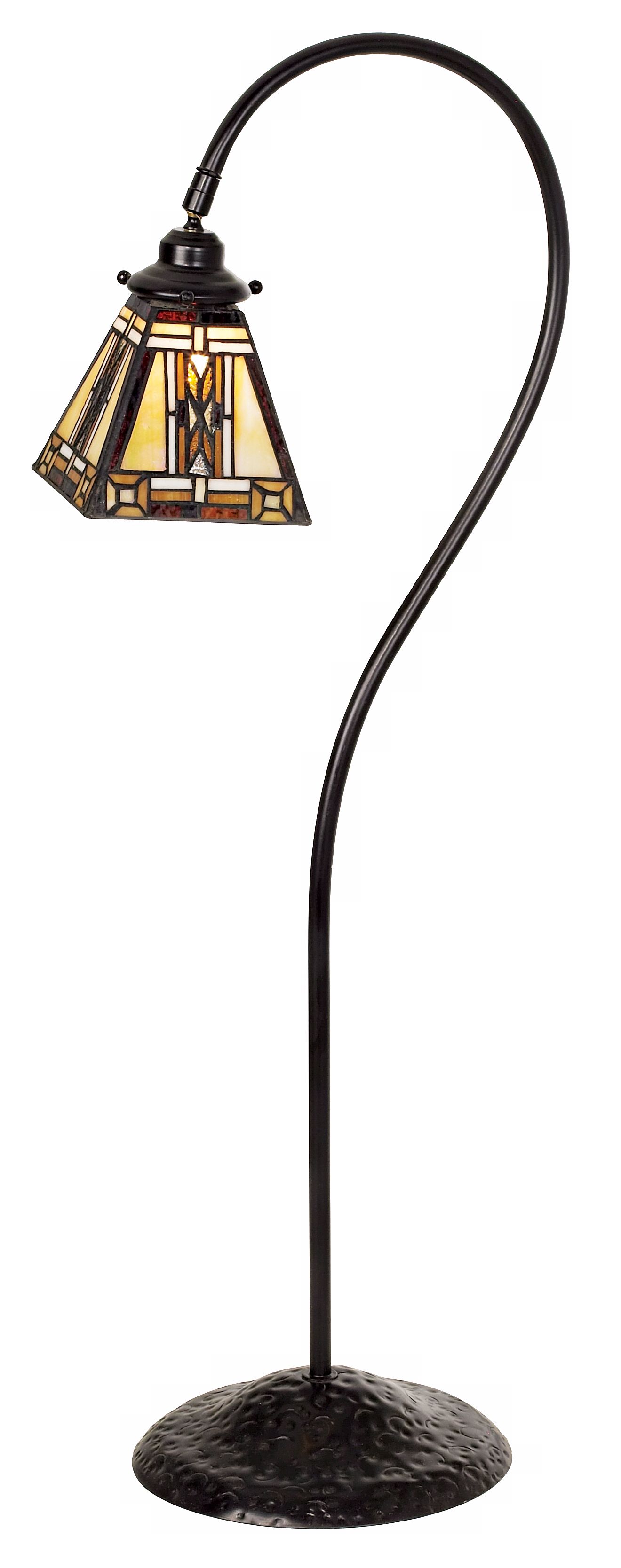 Bronze Finished Mission Tiffany Art Glass Landscape Light