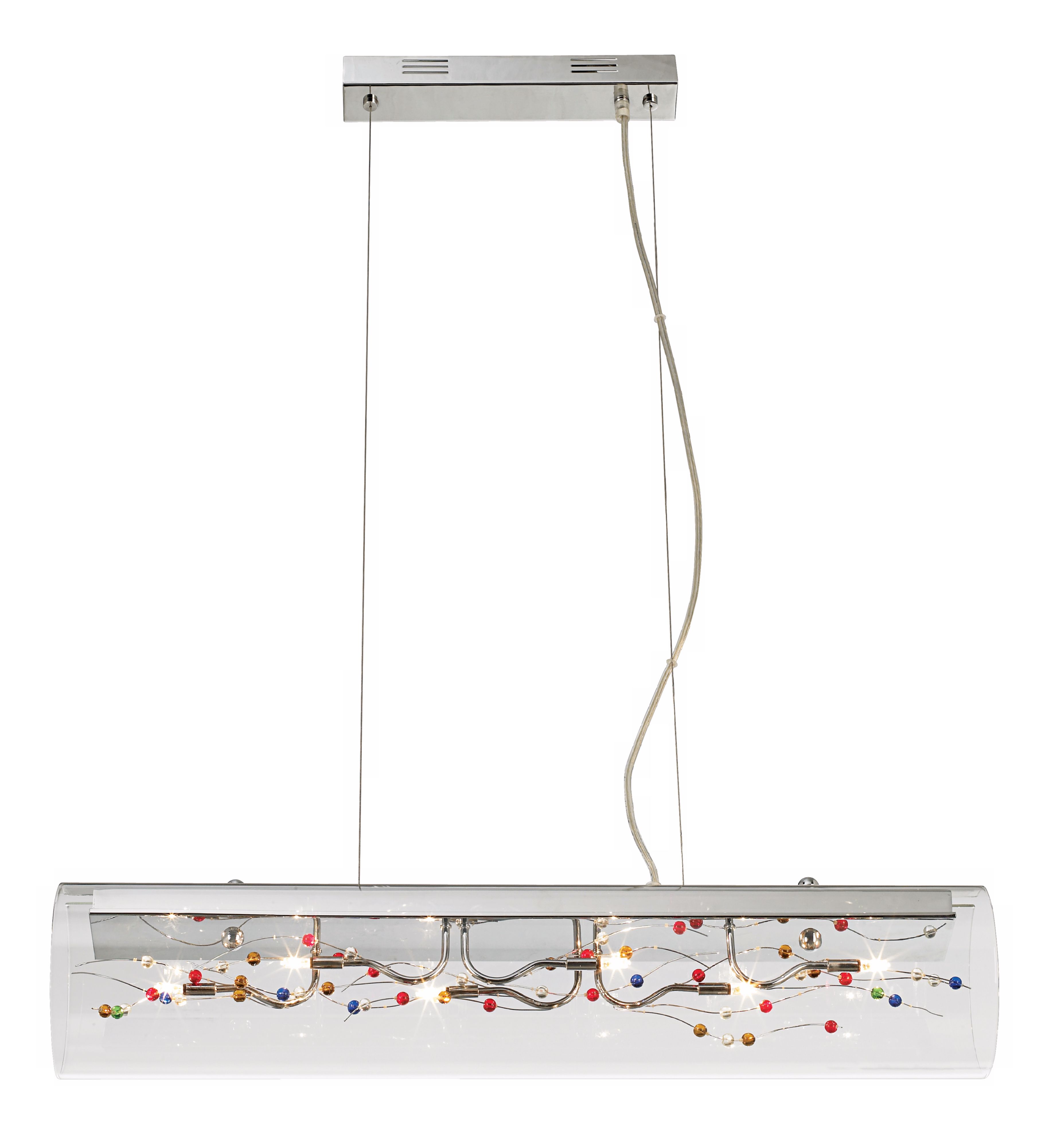 Possini Euro Glass Tube Beaded 6-Light Halogen Pendant
