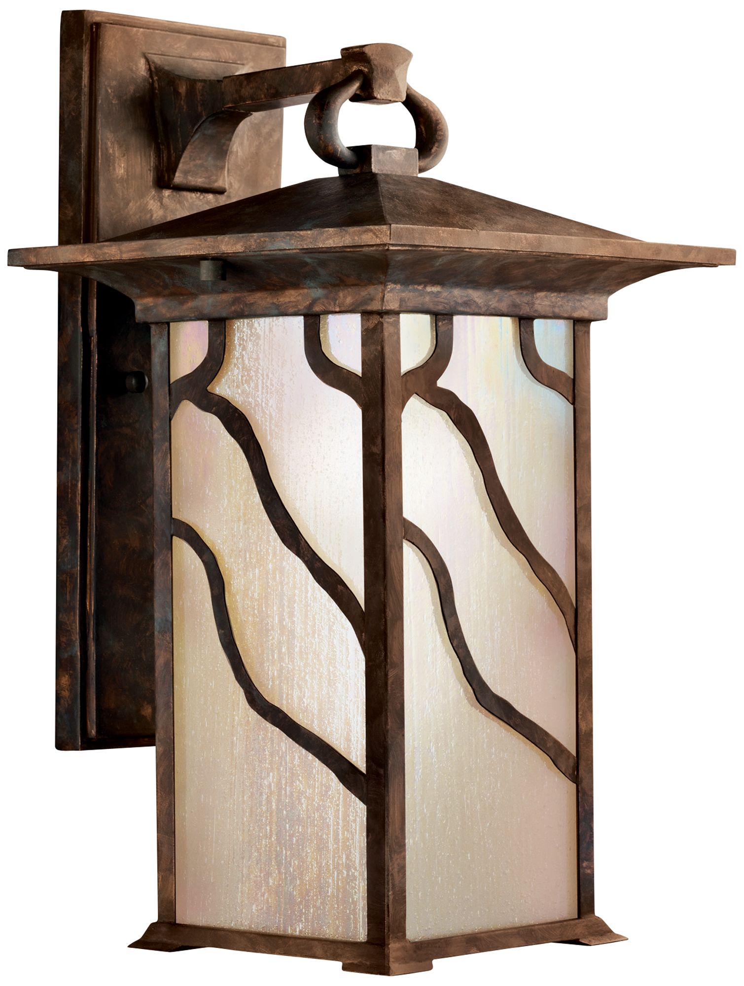 Iridized Seedy Glass 15" High Outdoor Wall Light