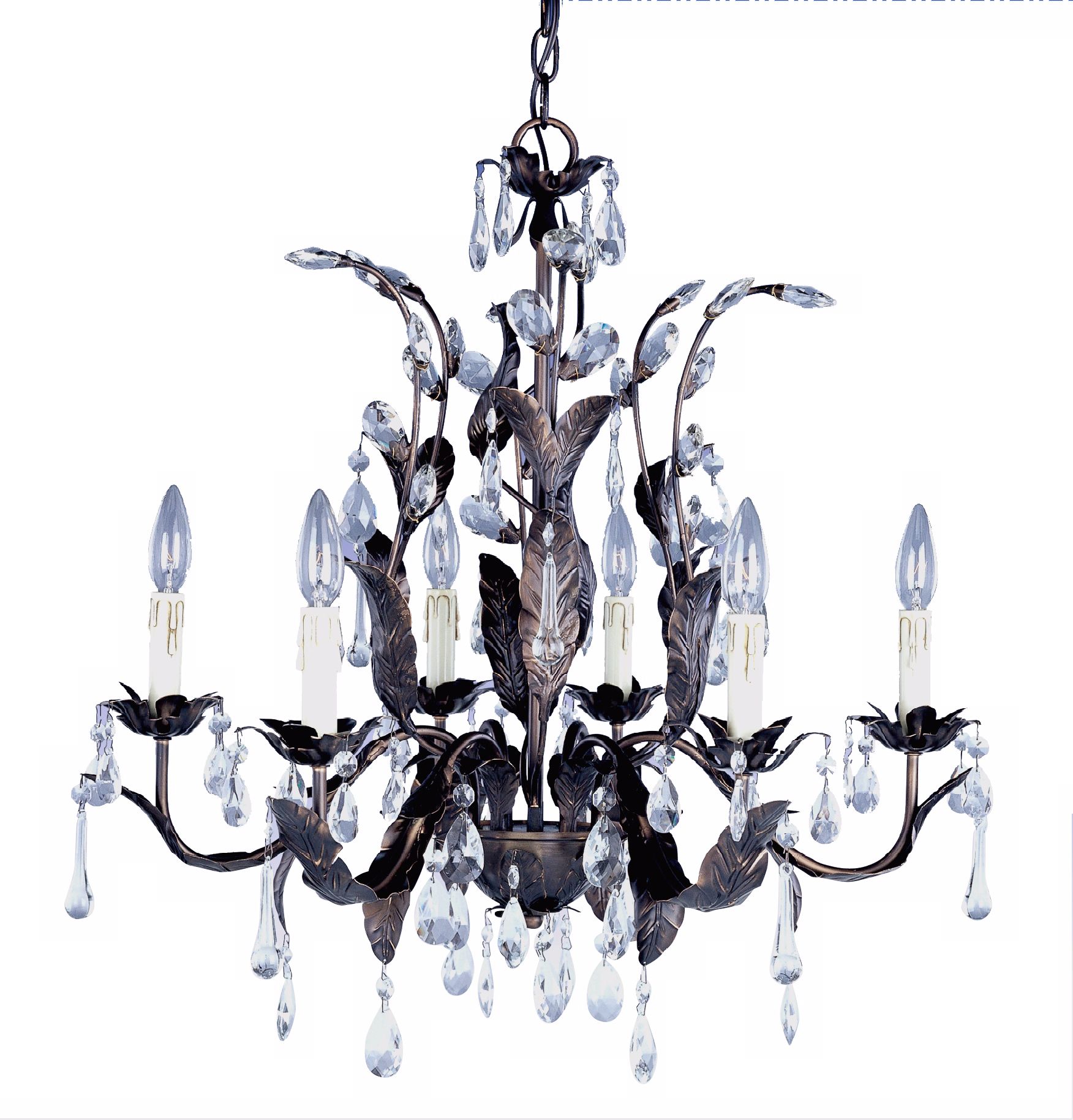 Grove Collection Six Light Crystal Leaf Chandelier