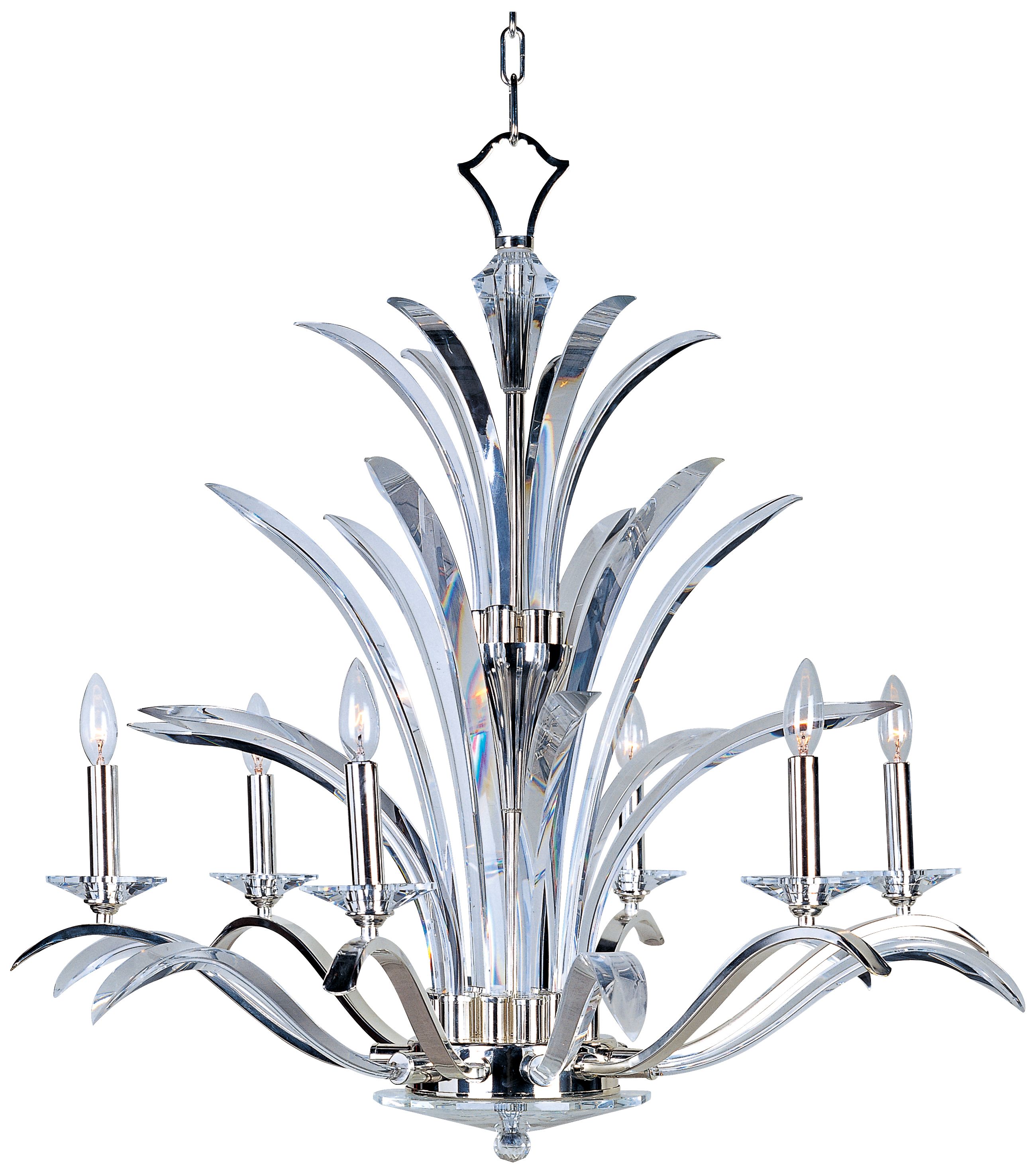 Paradise Plated Silver Crystal 34" Wide 6-Light Chandelier