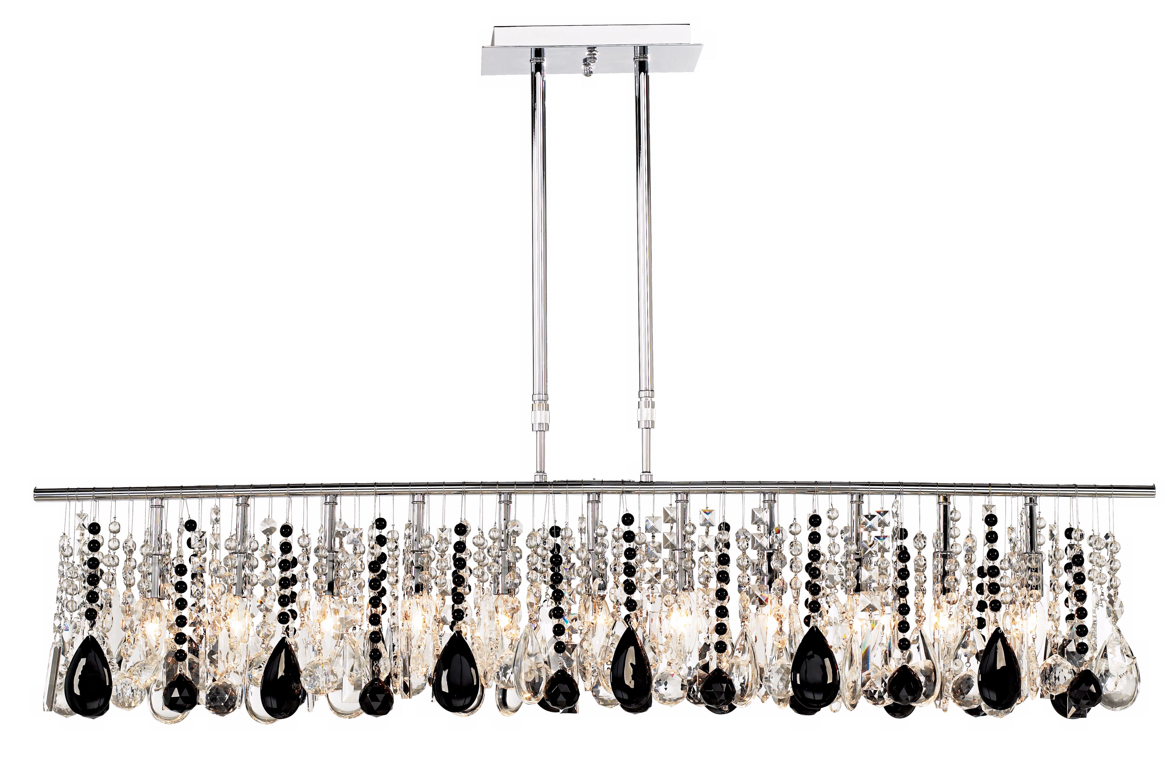 Luminous 48" Wide Clear and Black Crystal Chandelier