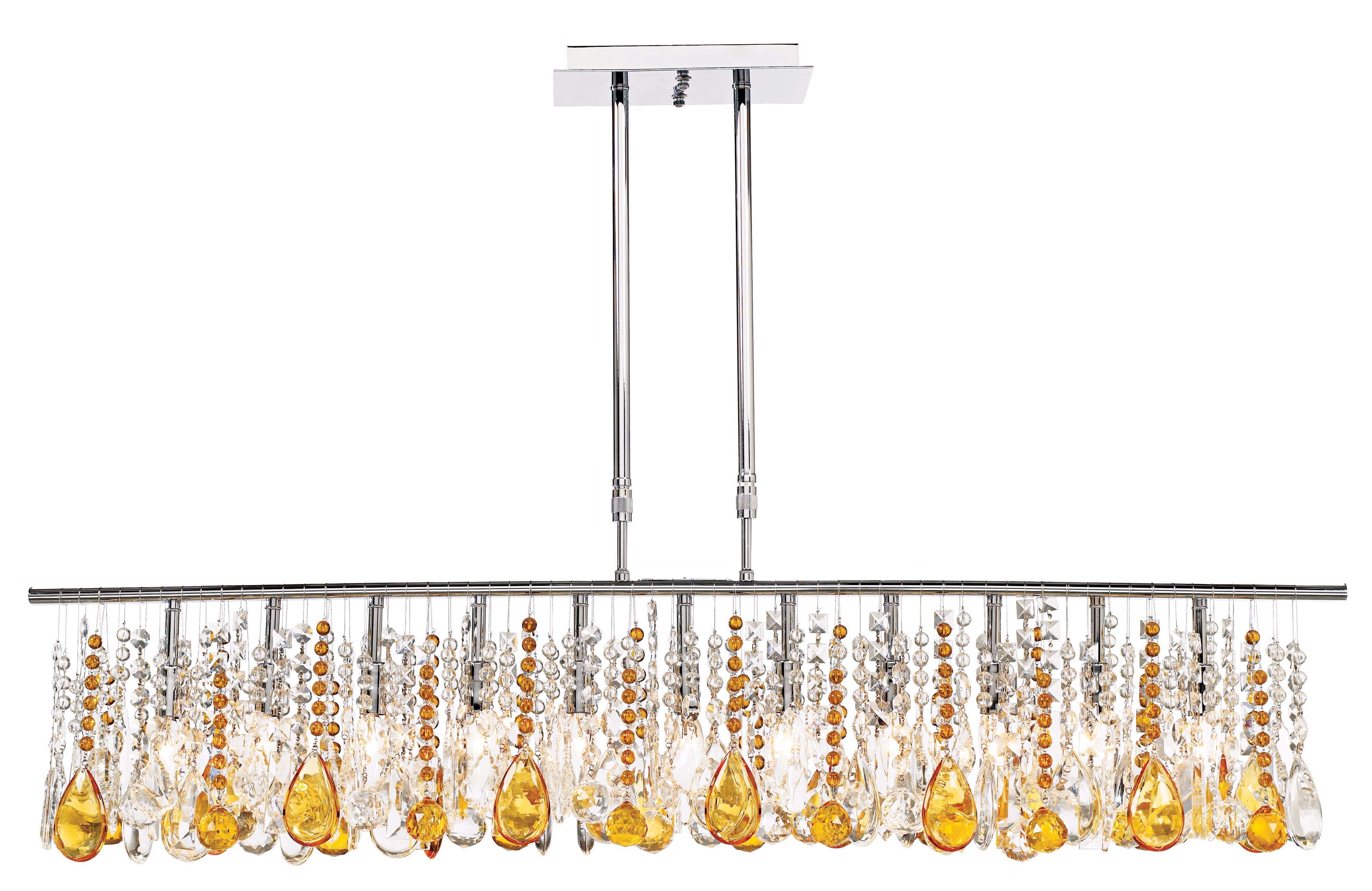 Luminous 48" Wide Clear and Amber Crystal Chandelier