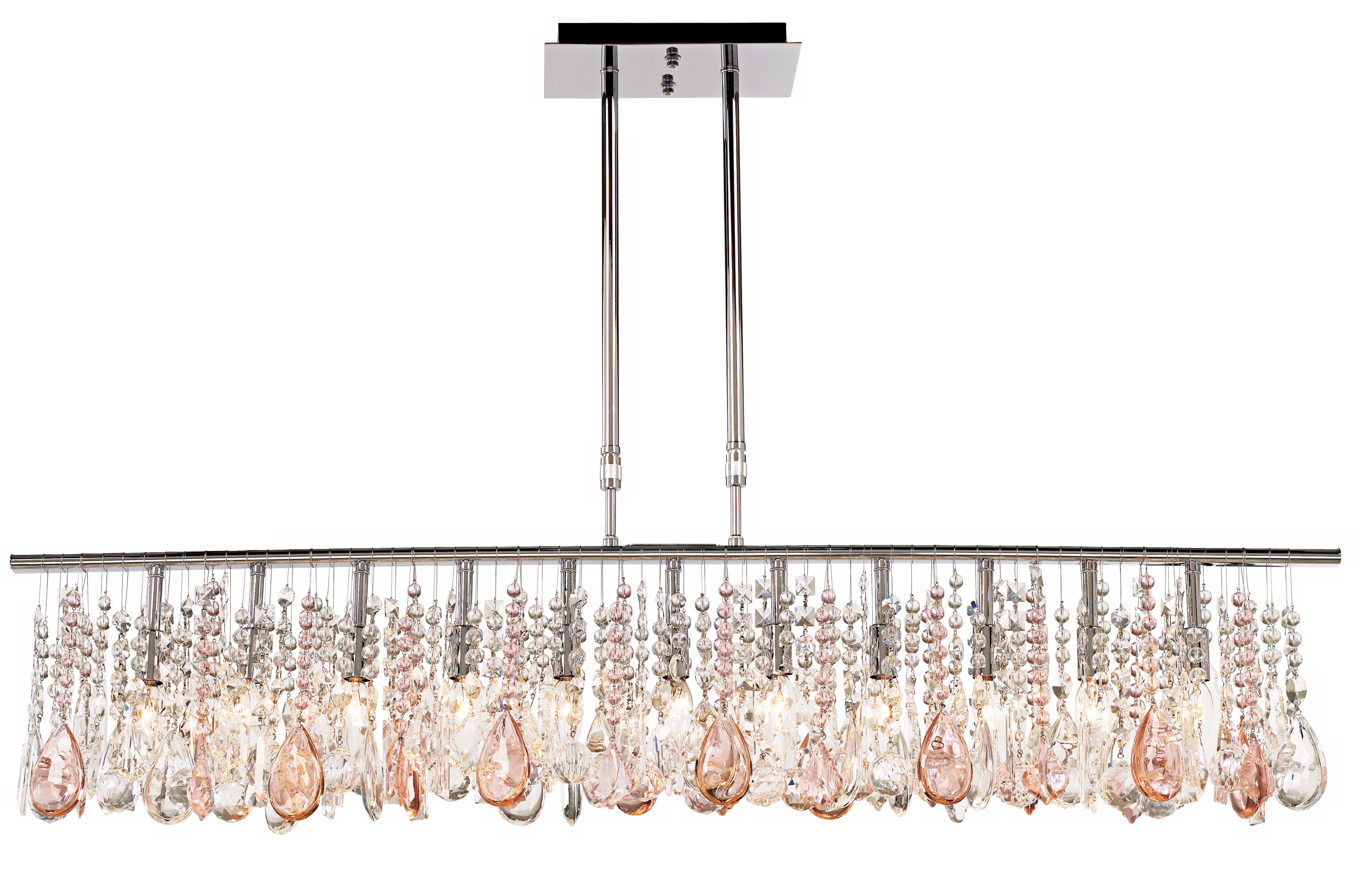 Luminous 48" Wide Clear and Pink Crystal Chandelier