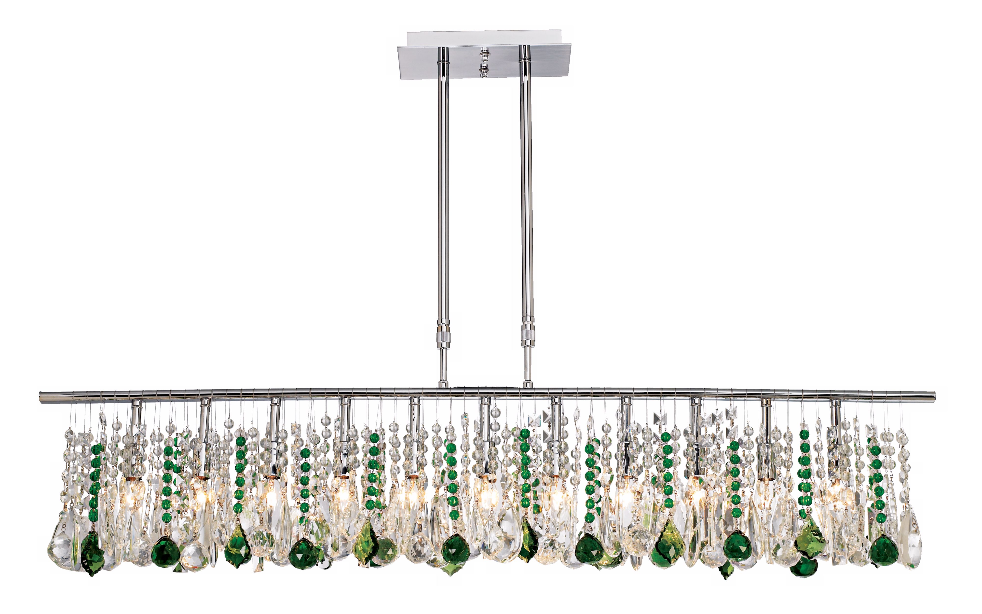 Luminous 48" Wide Clear and Green Crystal Chandelier
