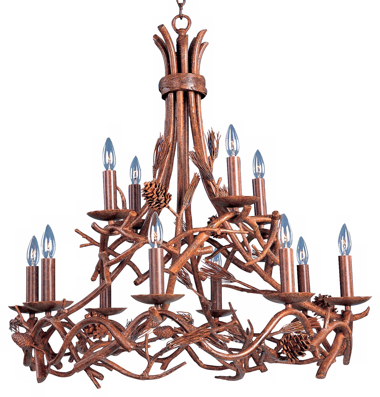 Pinecones Collection Twelve Light Chandelier