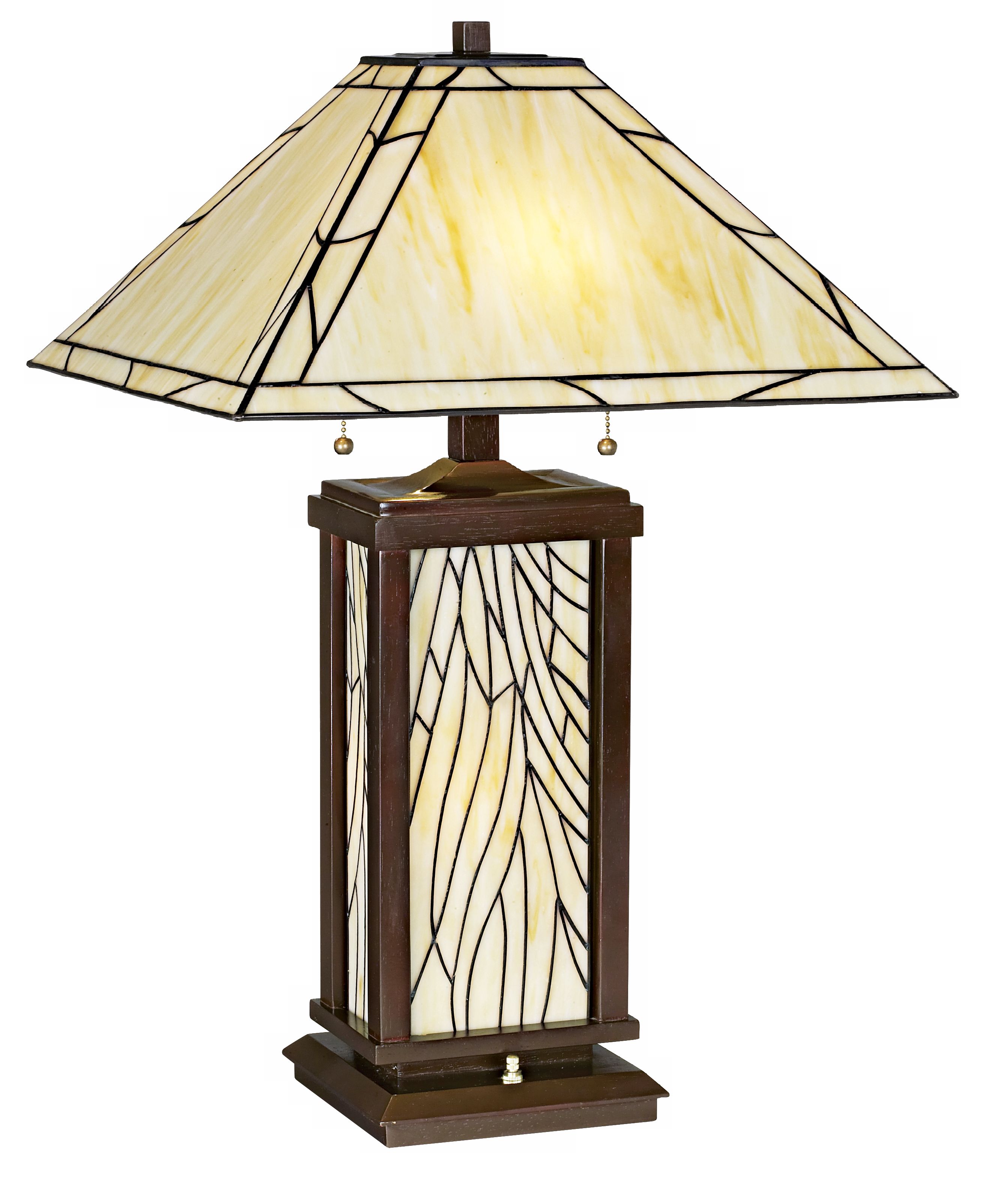 Rectangular Mission Tiffany-Style Night Light Table Lamp