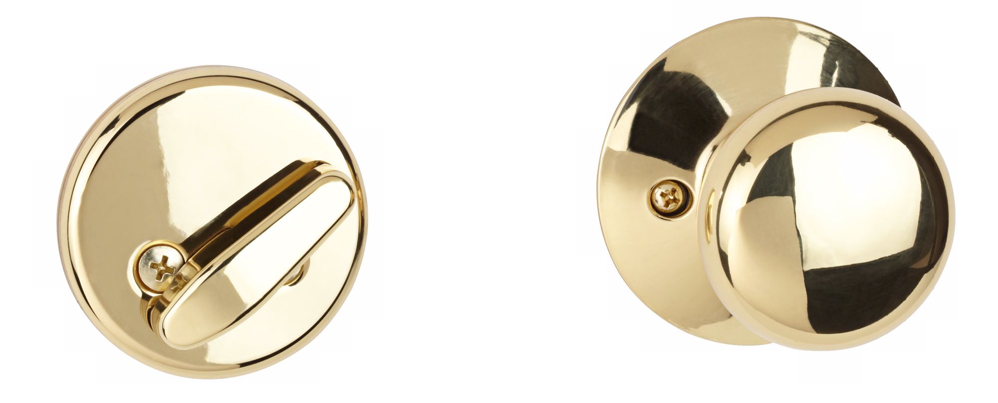 Plymouth Inside Bright Brass Deadbolt Door Knob Set