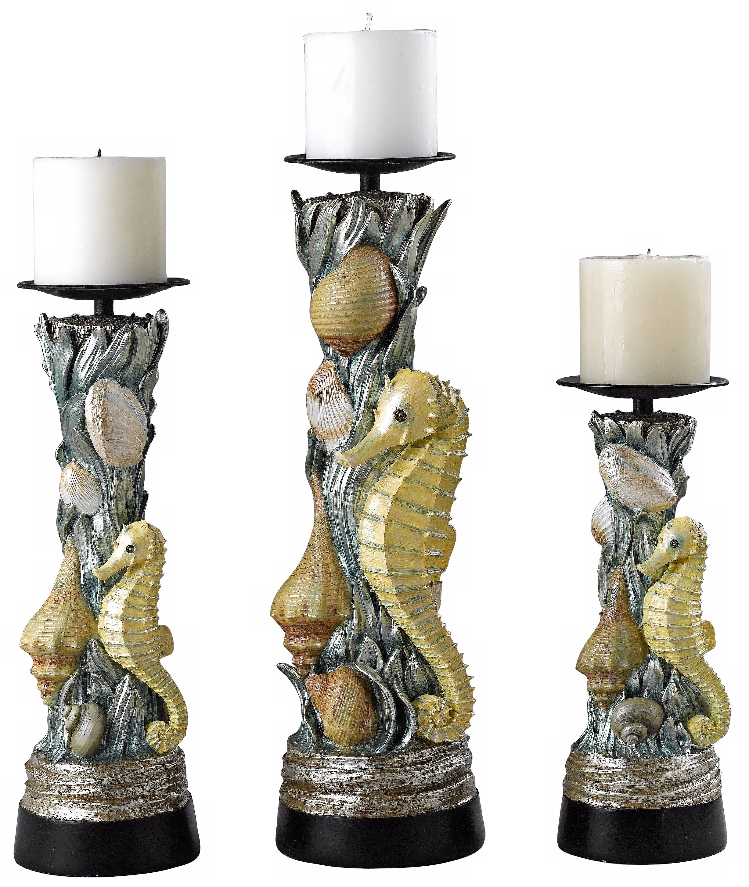 Set of Three Sealife Candle Holders