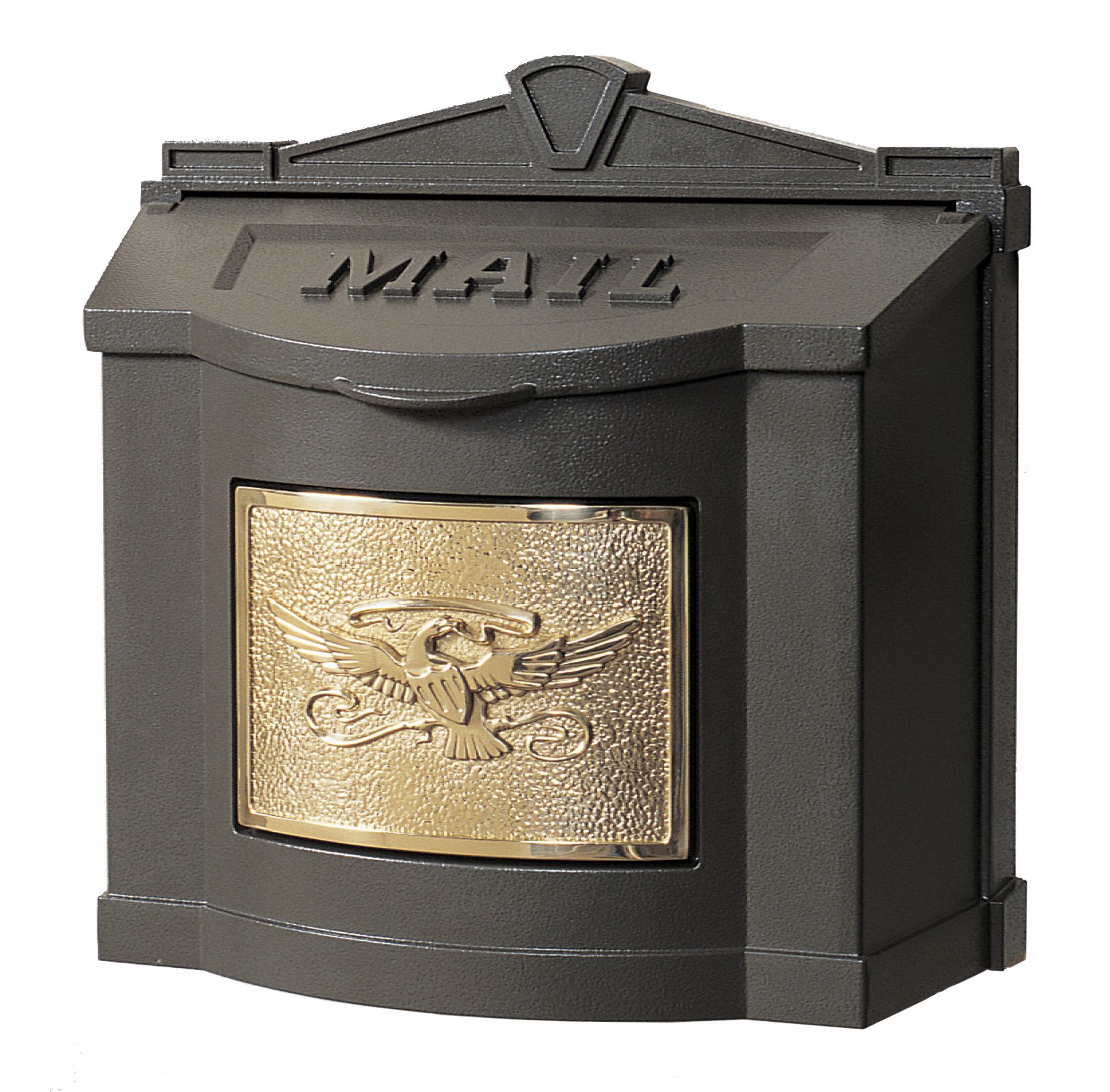 Metallic Bronze With Polished Brass Wall Mount Mailbox