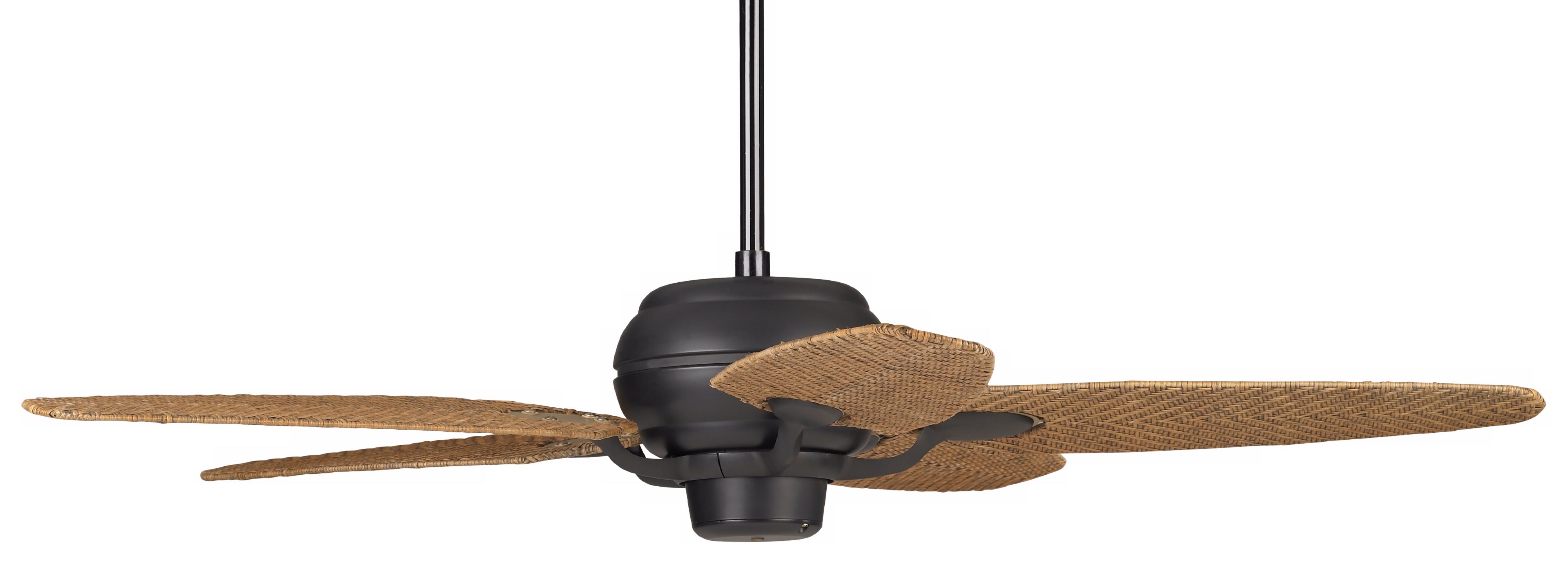 52" Casa Optima Matte Black Honey Rattan Blades Ceiling Fan