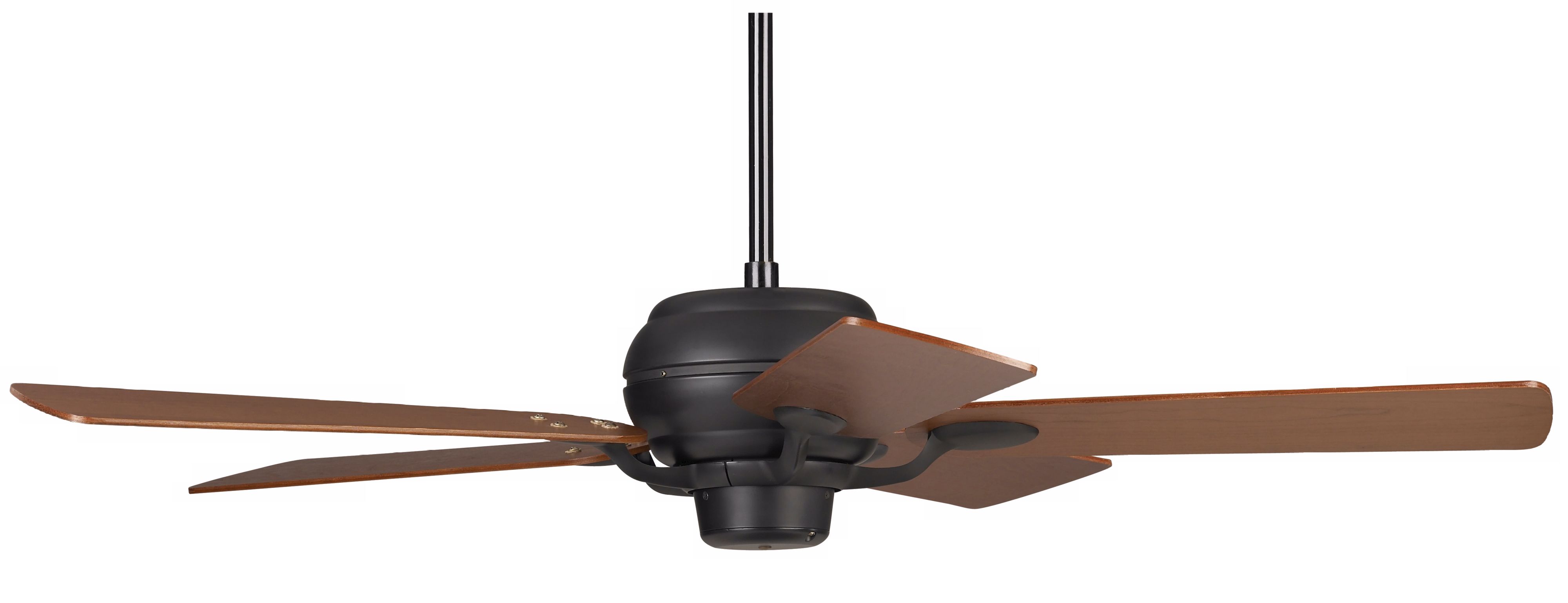 52" Casa Optima Matte Black Square Teak Blades Ceiling Fan