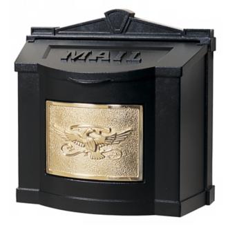 Black With Polished Brass Wall Mount Mailbox 74044