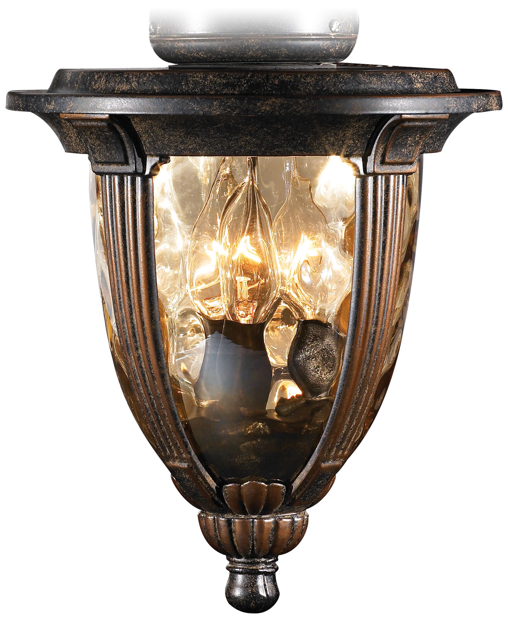 Bronze Ceiling Fan Light Kit With Amber Hammered Glass