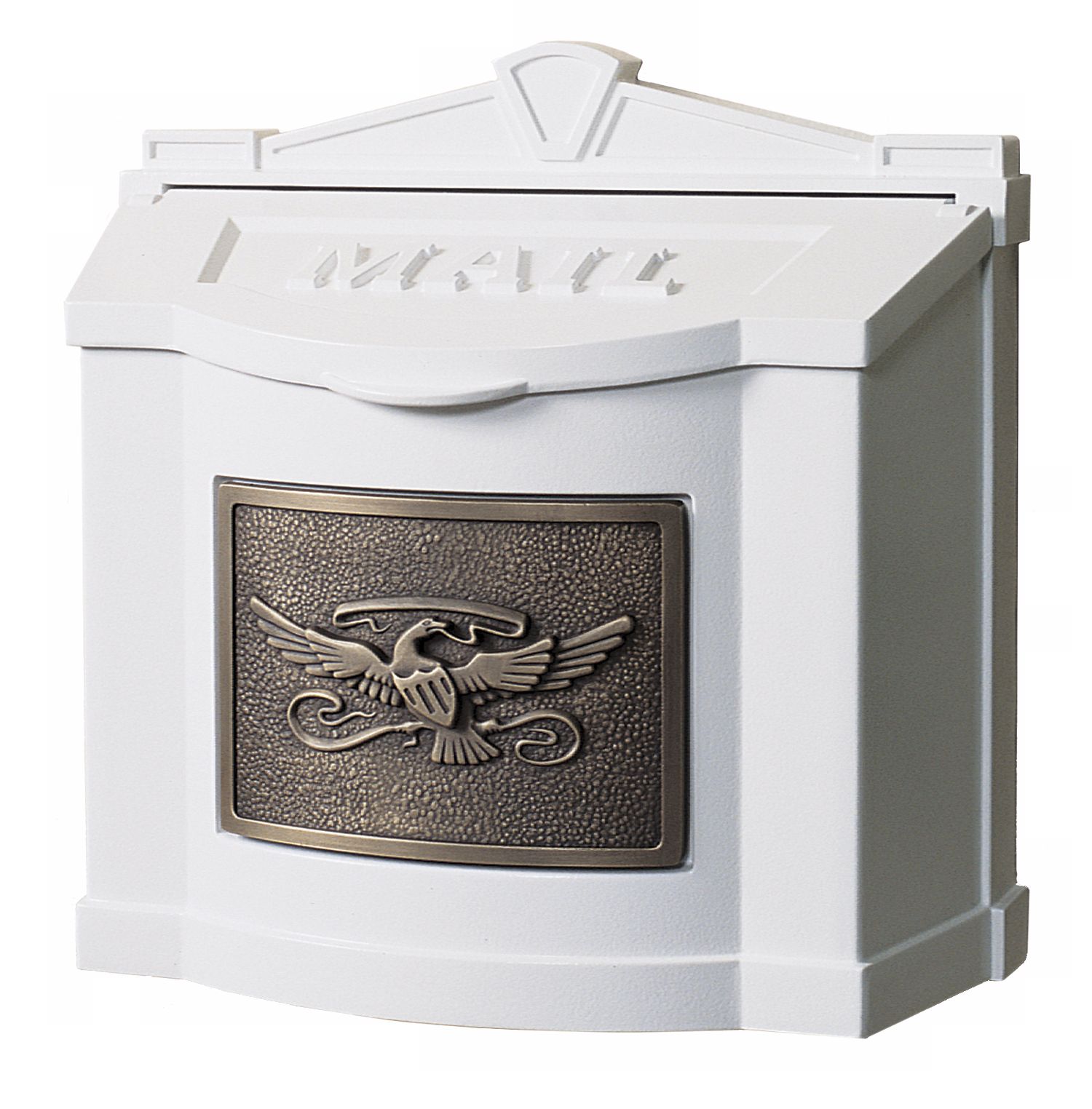 White With Antique Bronze Wallmount Mailbox