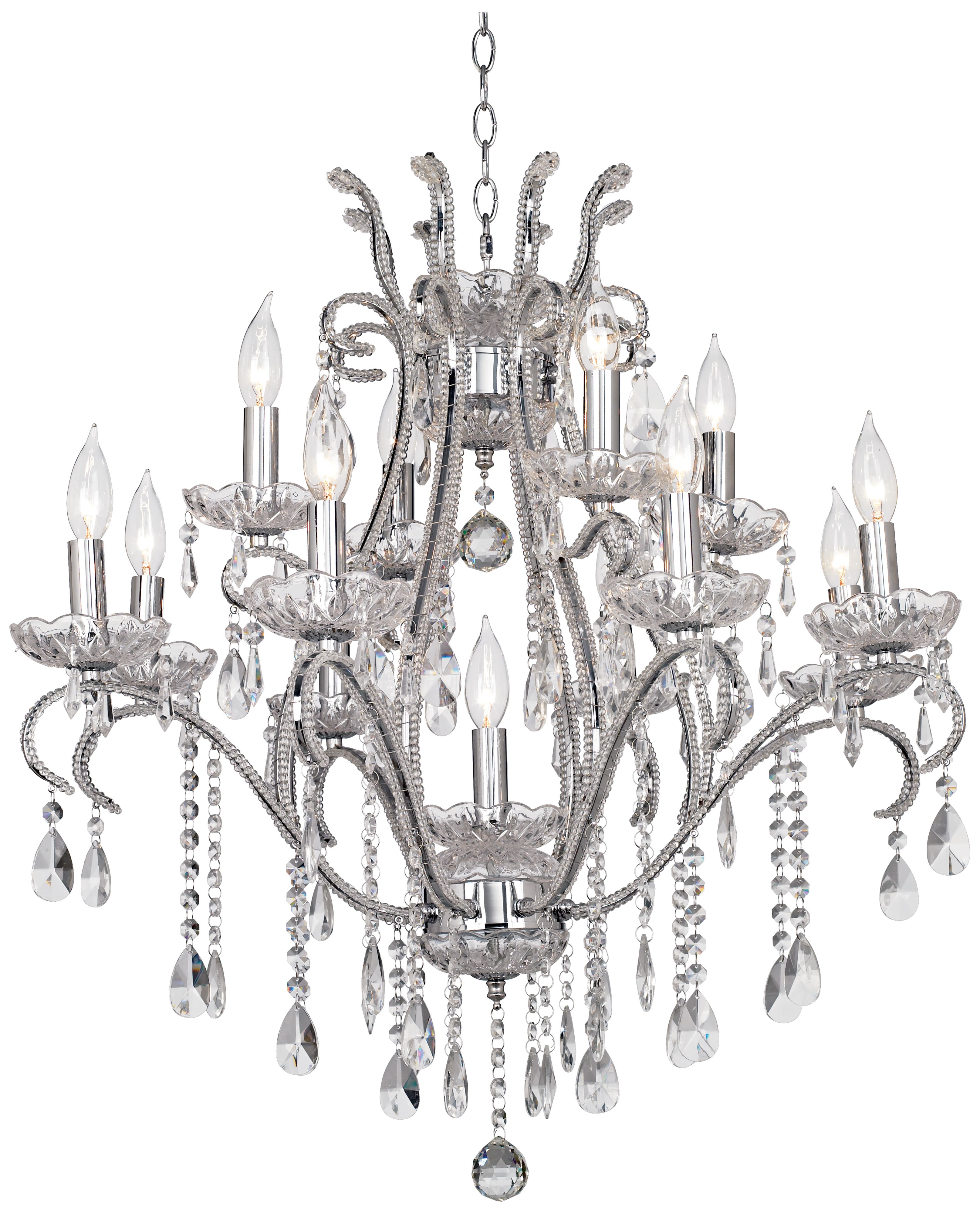 Chrome and Crystal 29" Wide 12-Light Chandelier