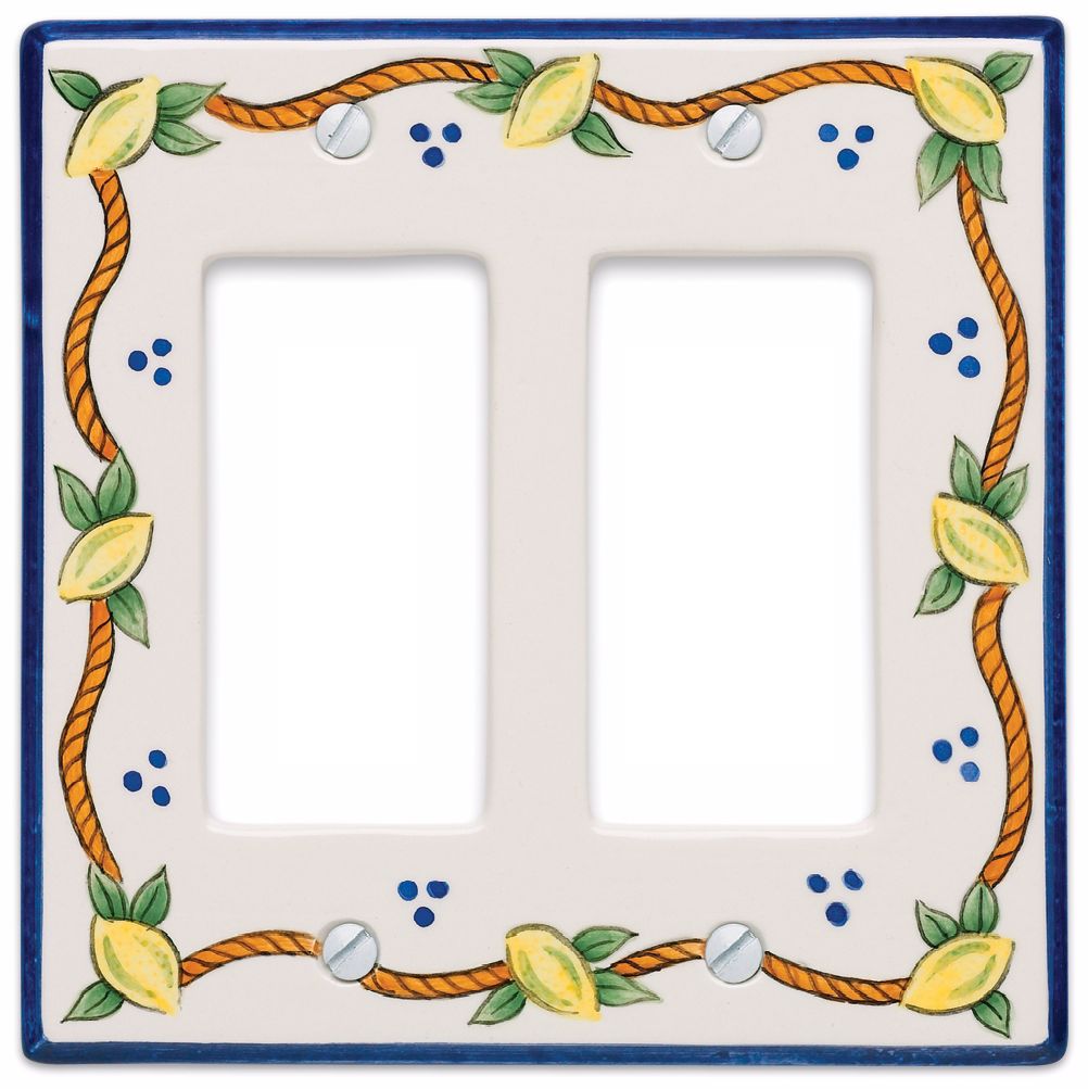 Italian Lemons Double Rocker Ceramic Wall Plate