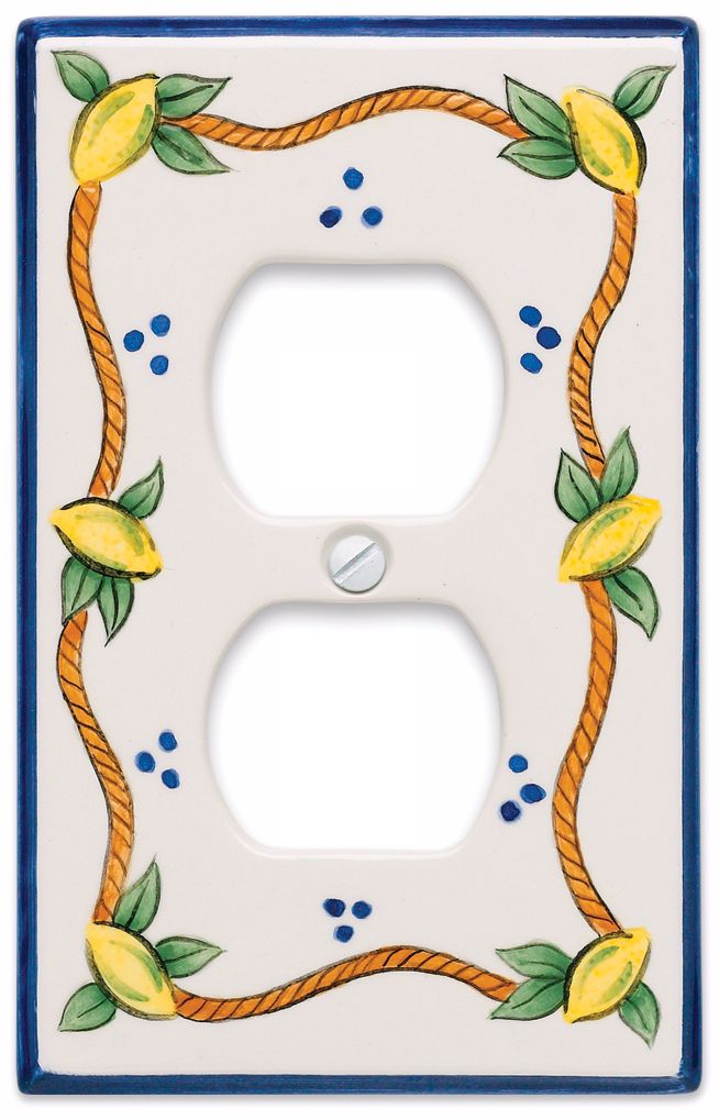 Italian Lemons Double Outlet Ceramic Wall Plate