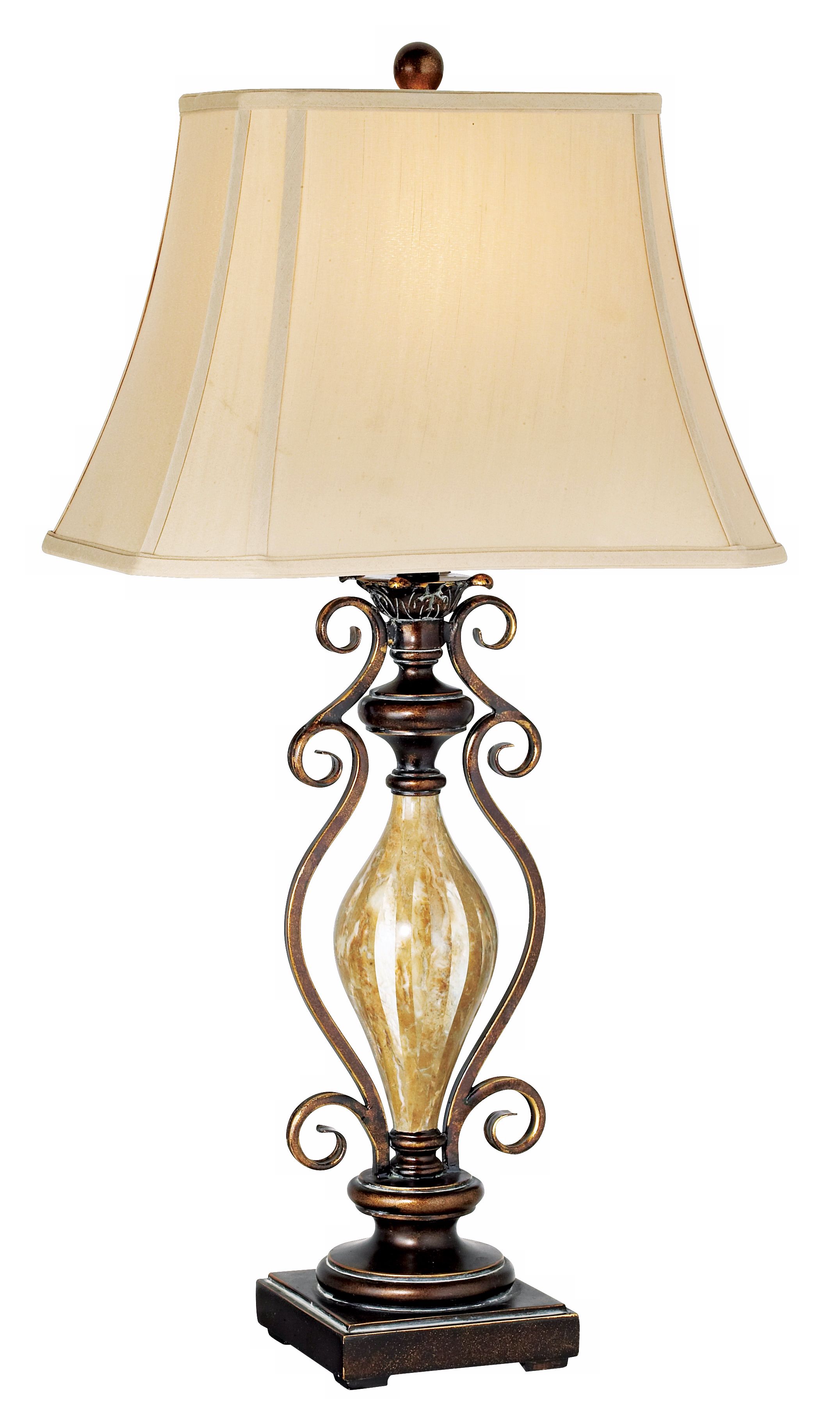 Iron Scroll Faux Marble Font Table Lamp