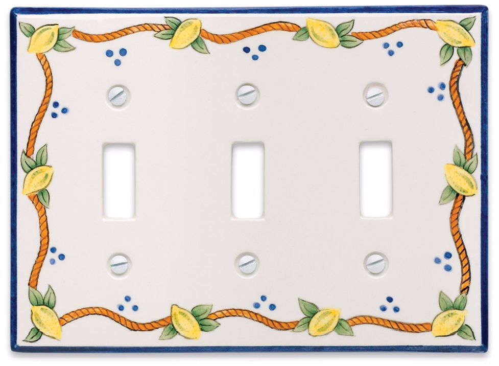 Italian Lemons Triple Toggle Ceramic Wall Plate