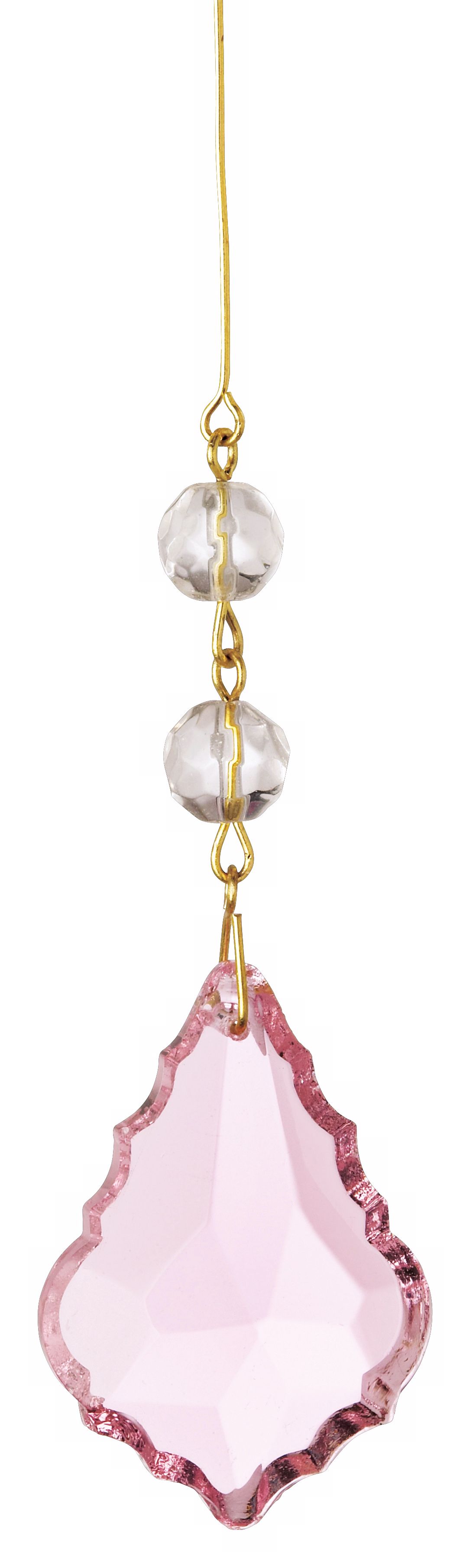 Set of 12 Pink Glass Shade Drops