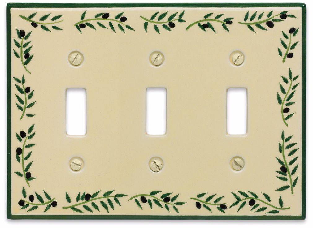 Italian Olive Triple Toggle Ceramic Wall Plate 76225