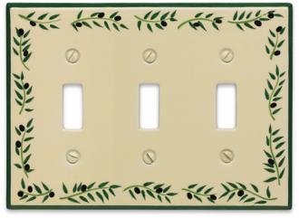 Italian Olive Triple Toggle Ceramic Wall Plate 76225