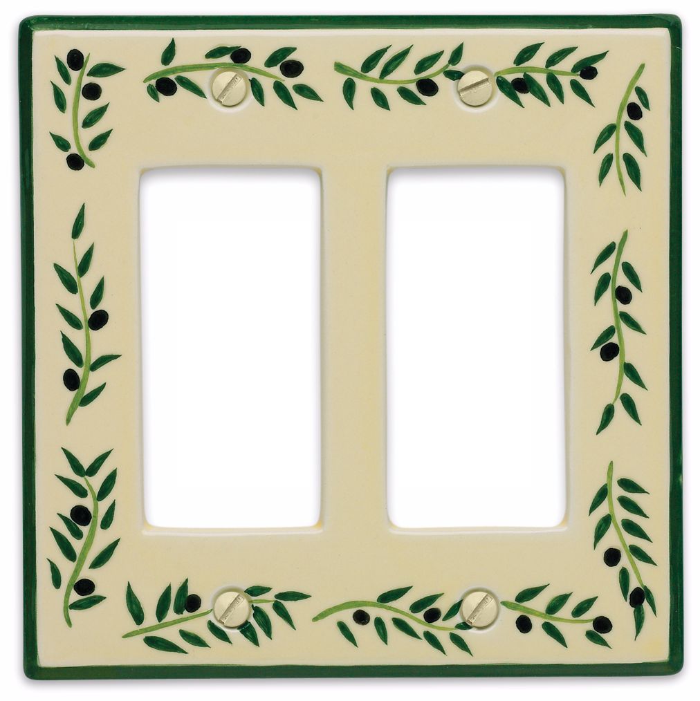 Italian Olive Double Rocker Ceramic Wall Plate 76333