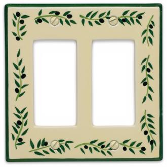 Italian Olive Double Rocker Ceramic Wall Plate 76333