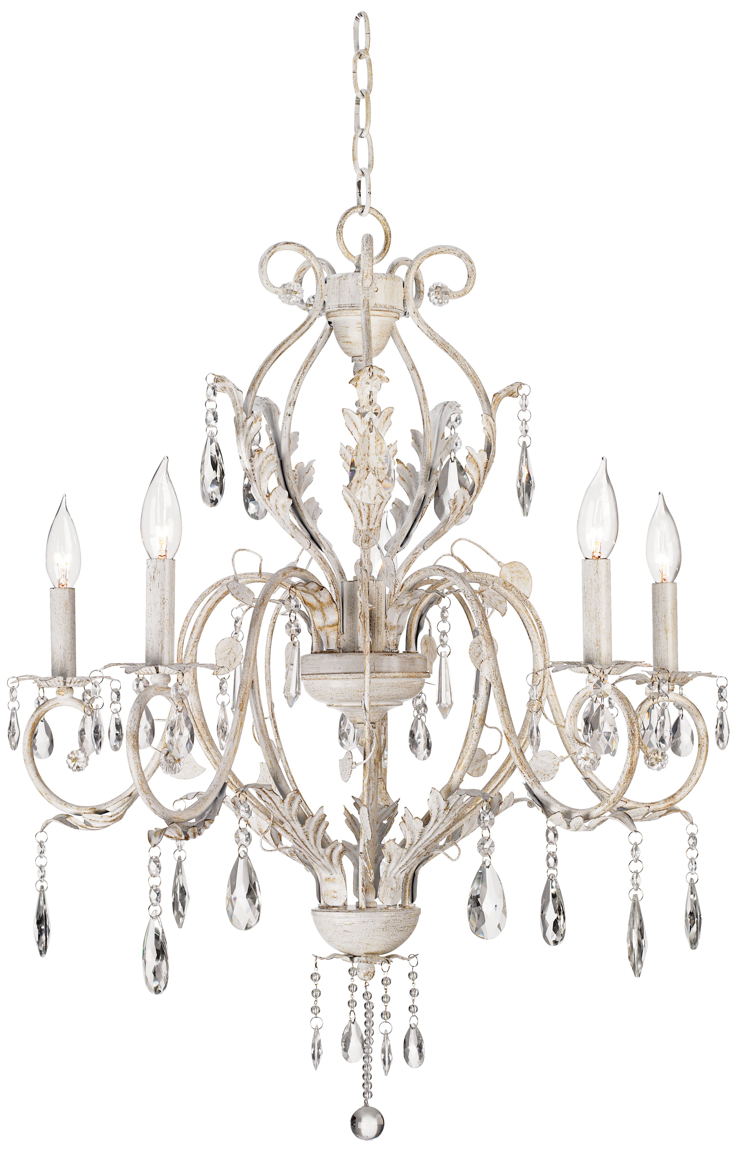 Kathy Ireland Devon 5-Light Antique White Crystal Chandelier