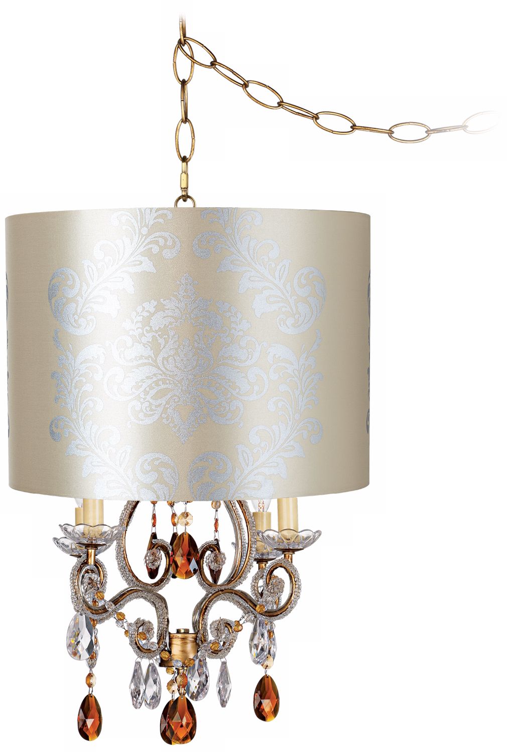 Leila Gold Graphic Designer Shade Plug-In Swag Chandelier