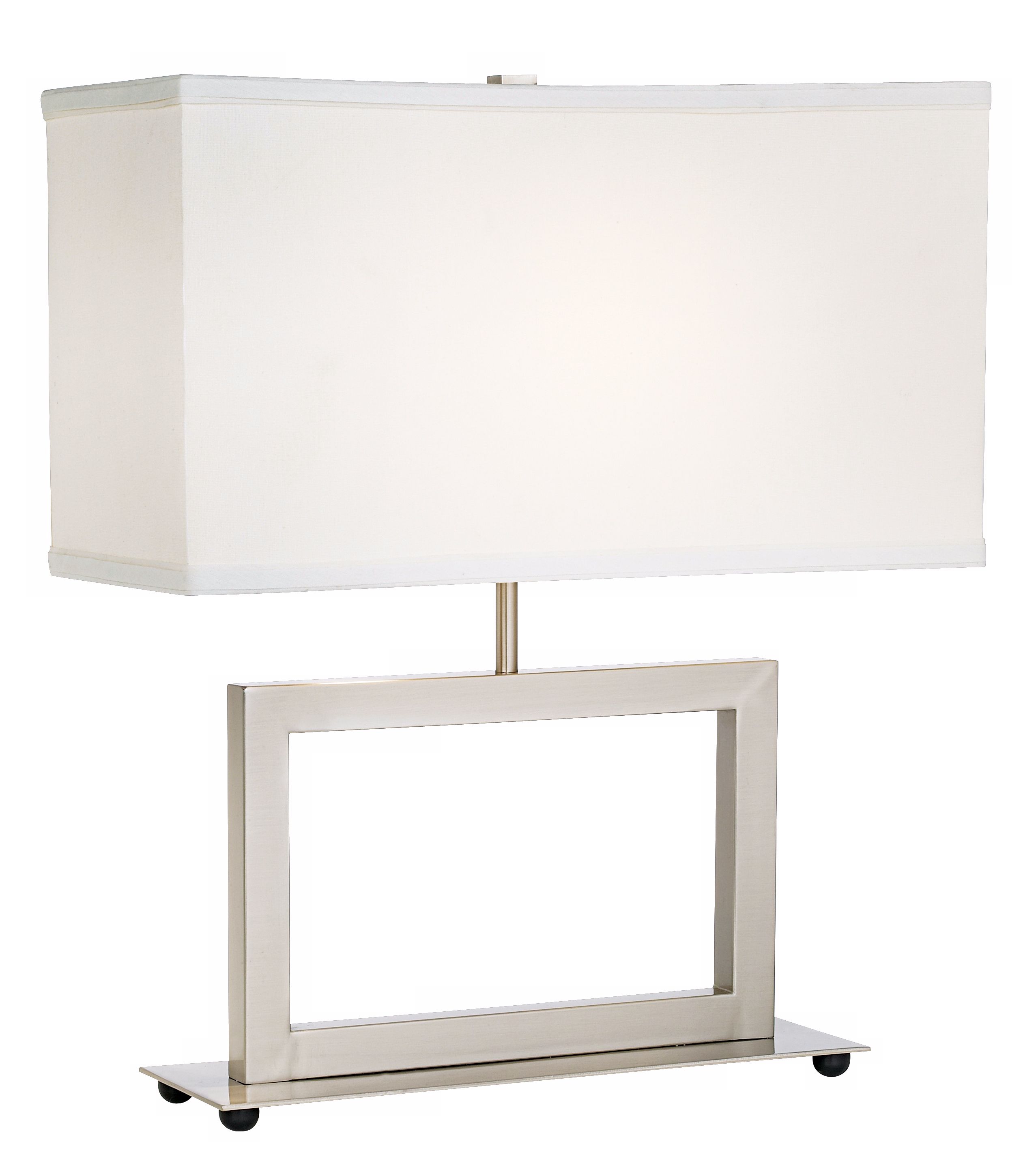 Open Rectangle Table Lamp with Brushed Steel Finish