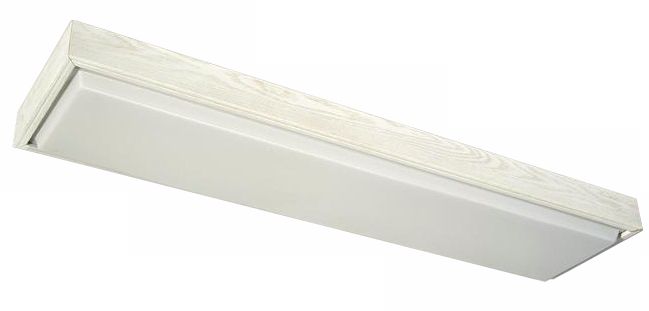 White Finish Wood Frame Opal Drop Fluorescent Ceiling Light