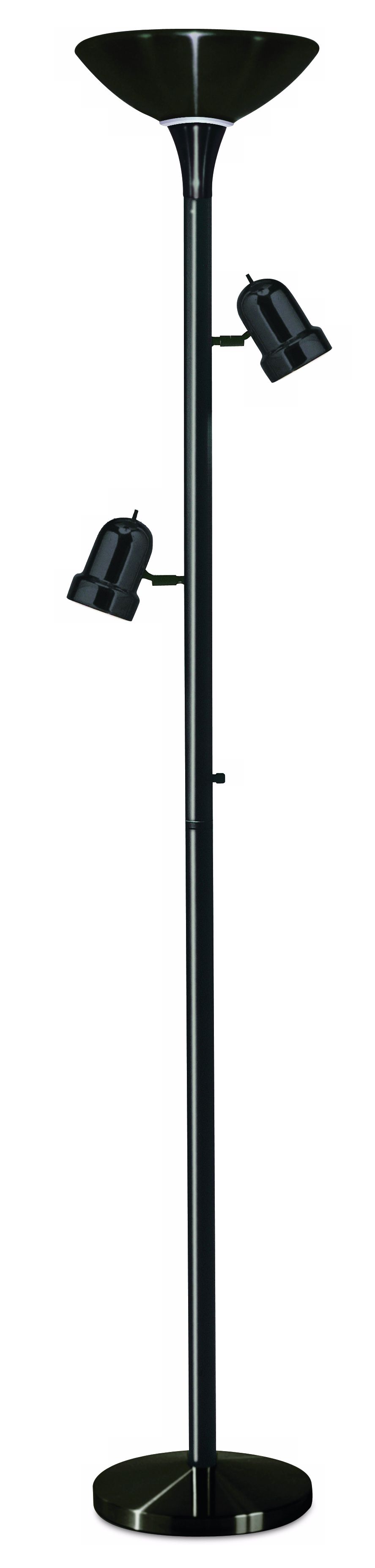 3-in-1 Black Tree Torchiere Floor Lamp