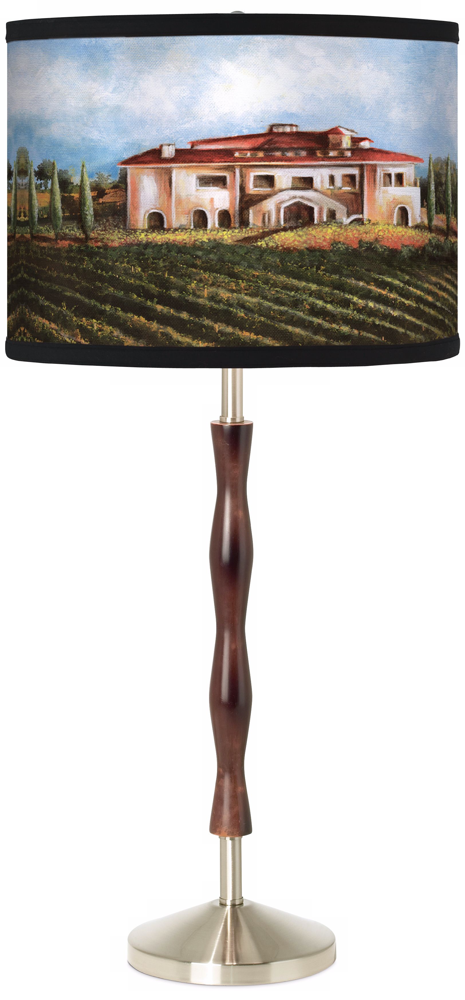 Tuscan Wine Country Giclee Walnut Twist Table Lamp