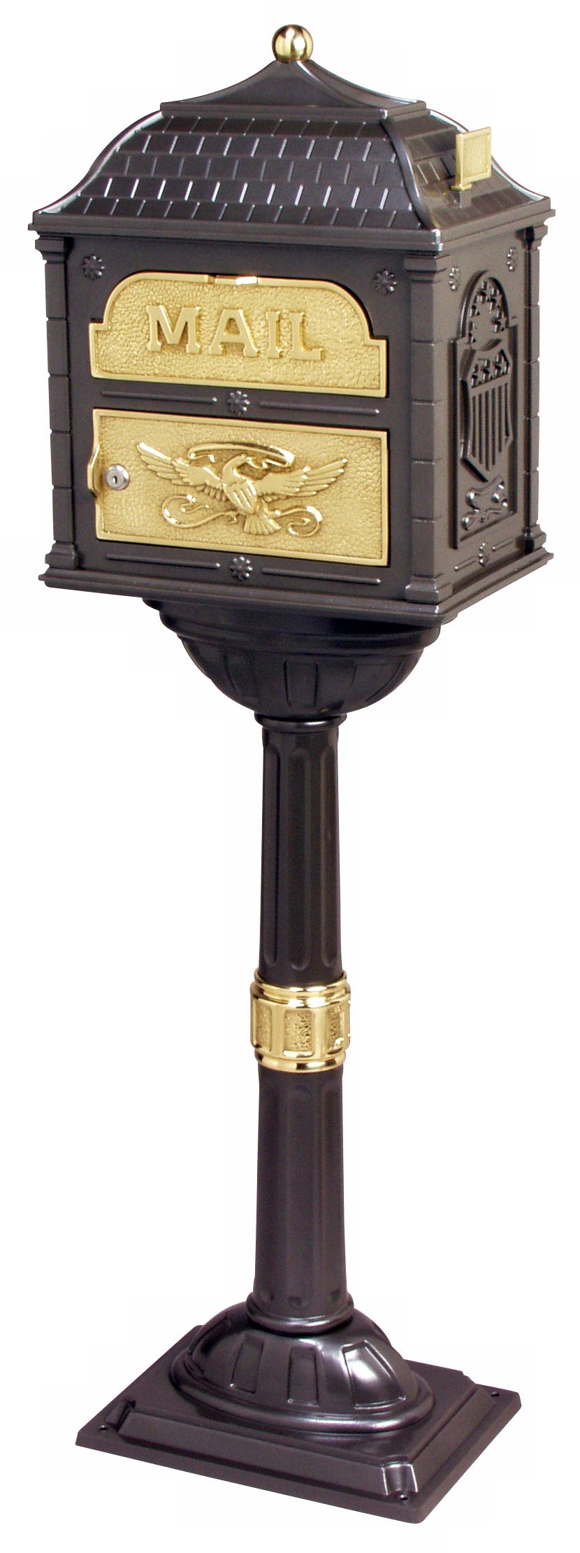 Classic Metallic Bronze Mailbox with Pedestal