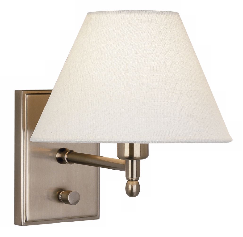 Meilleur Nickel and Linen Fixed Arm Plug-In Wall Lamp