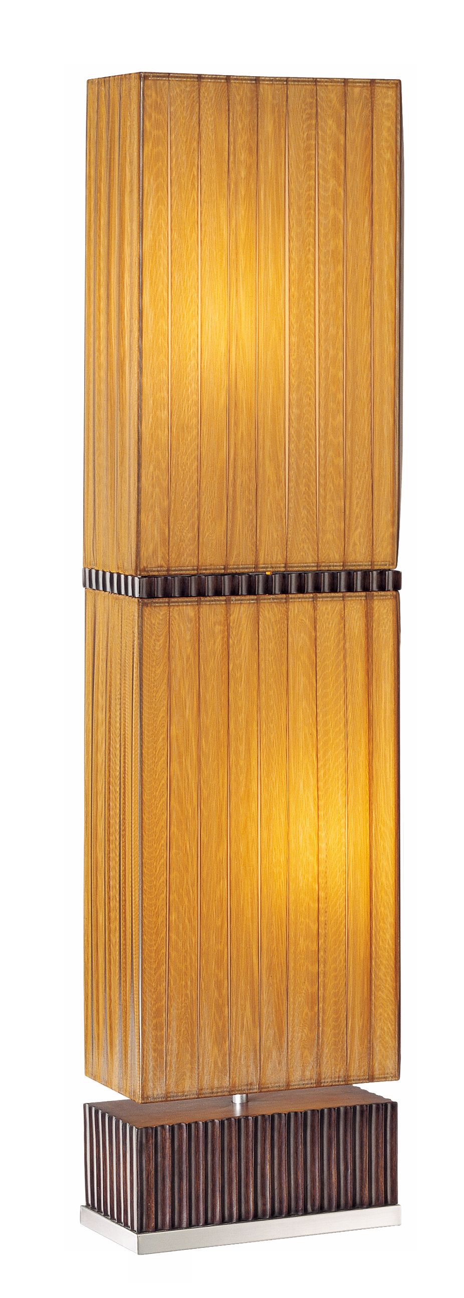 Fluted Rectangle Walnut and Gold Floor Lamp