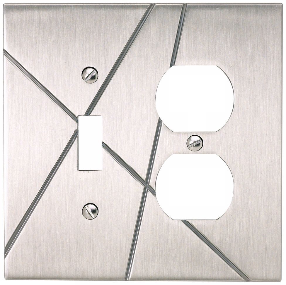 Modernist Brushed Nickel Combo Outlet Wall Plate