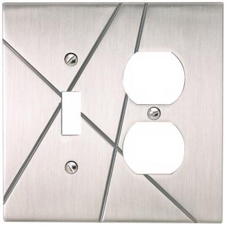 Modernist Brushed Nickel Combo Outlet Wall Plate 77930