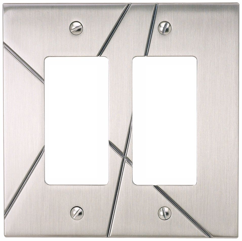 Modernist Brushed Nickel Double Rocker Wall Plate