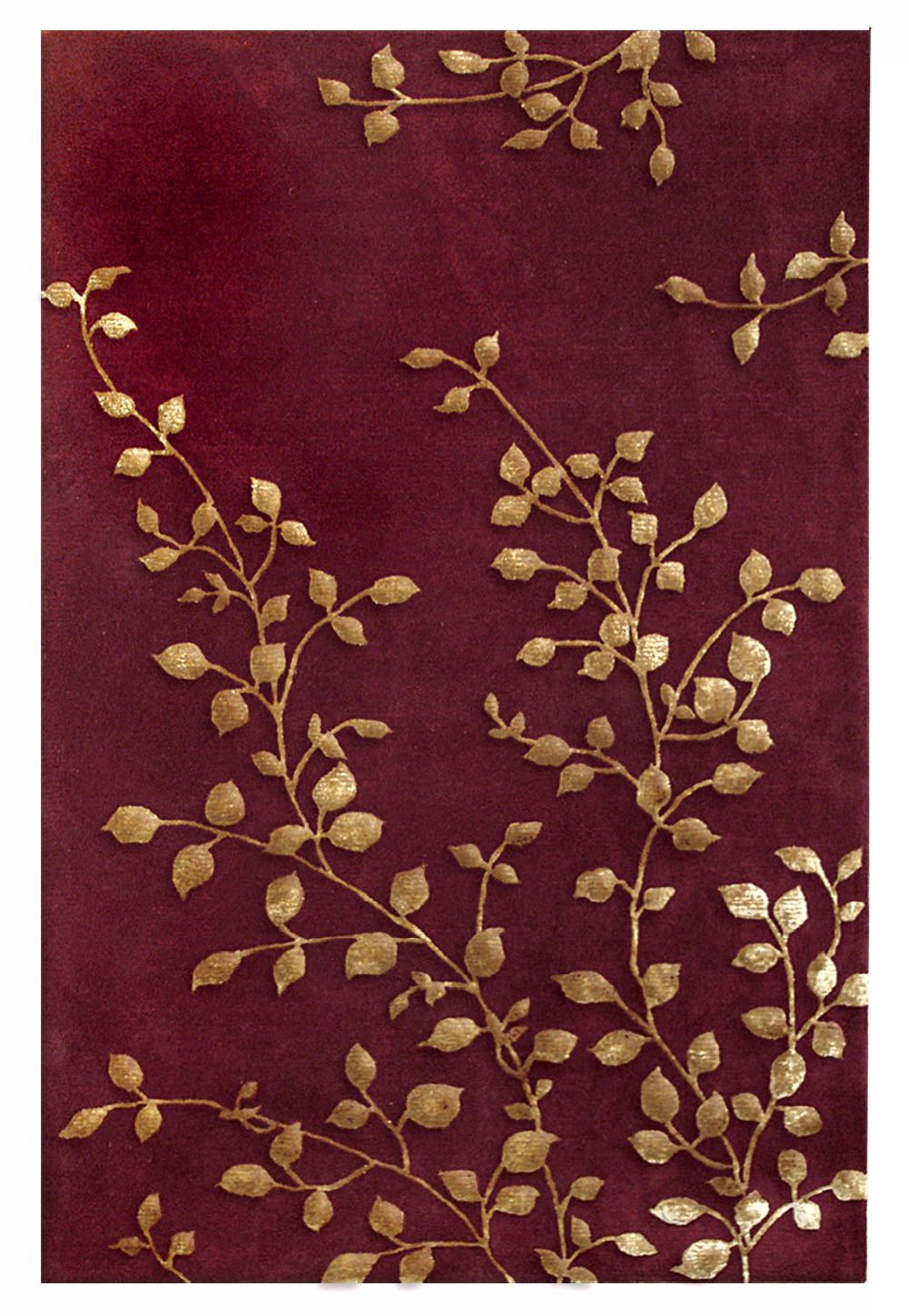 Burnished Leaves Burgundy Handmade Rug