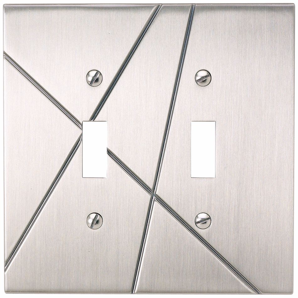 Modernist Brushed Nickel Double Toggle Wall Plate