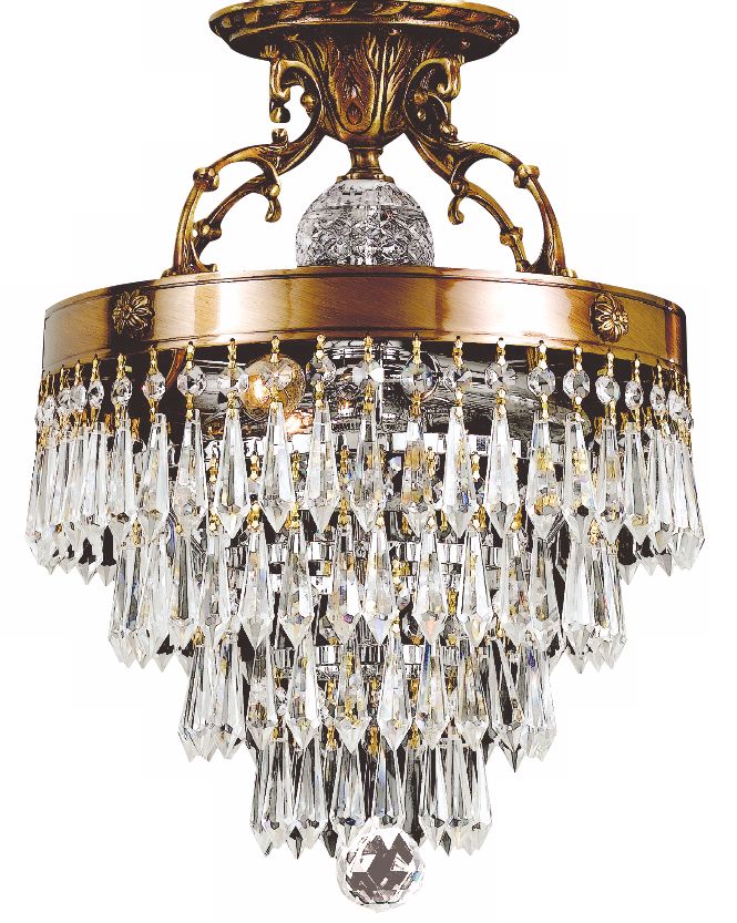 Traditional Crystal and Brass 12" Wide Ceiling Light Fixture