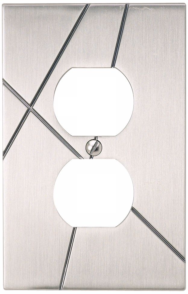 Modernist Brushed Nickel Power Outlet Wall Plate