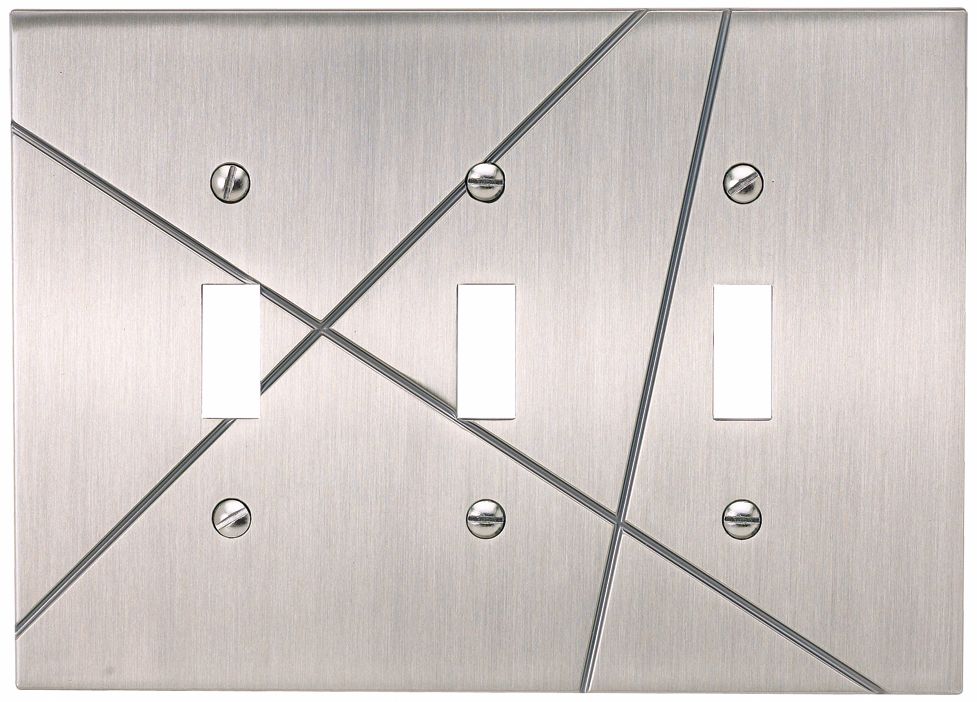 Modernist Brushed Nickel Triple Toggle Wall Plate