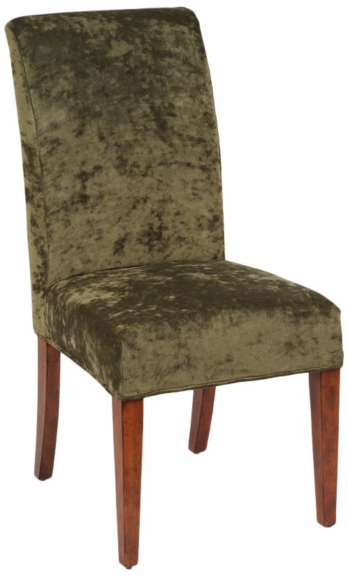 Moss Slipcovered Parsons Cherry Leg Armless Dining Chair
