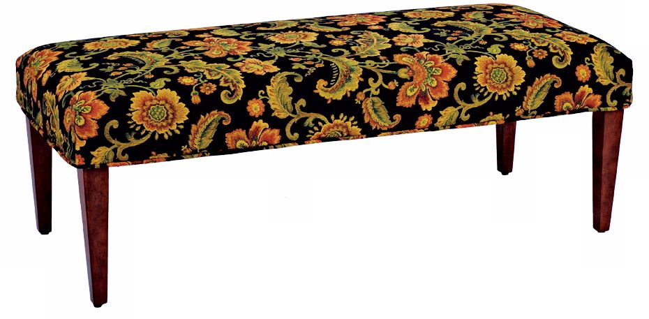 Firelight Slipcovered Walnut Straight Leg Upholstered Bench