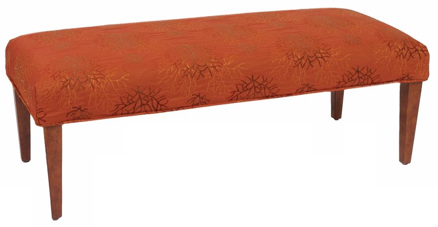 Rizo Slipcovered Walnut Straight Leg Upholstered Bench