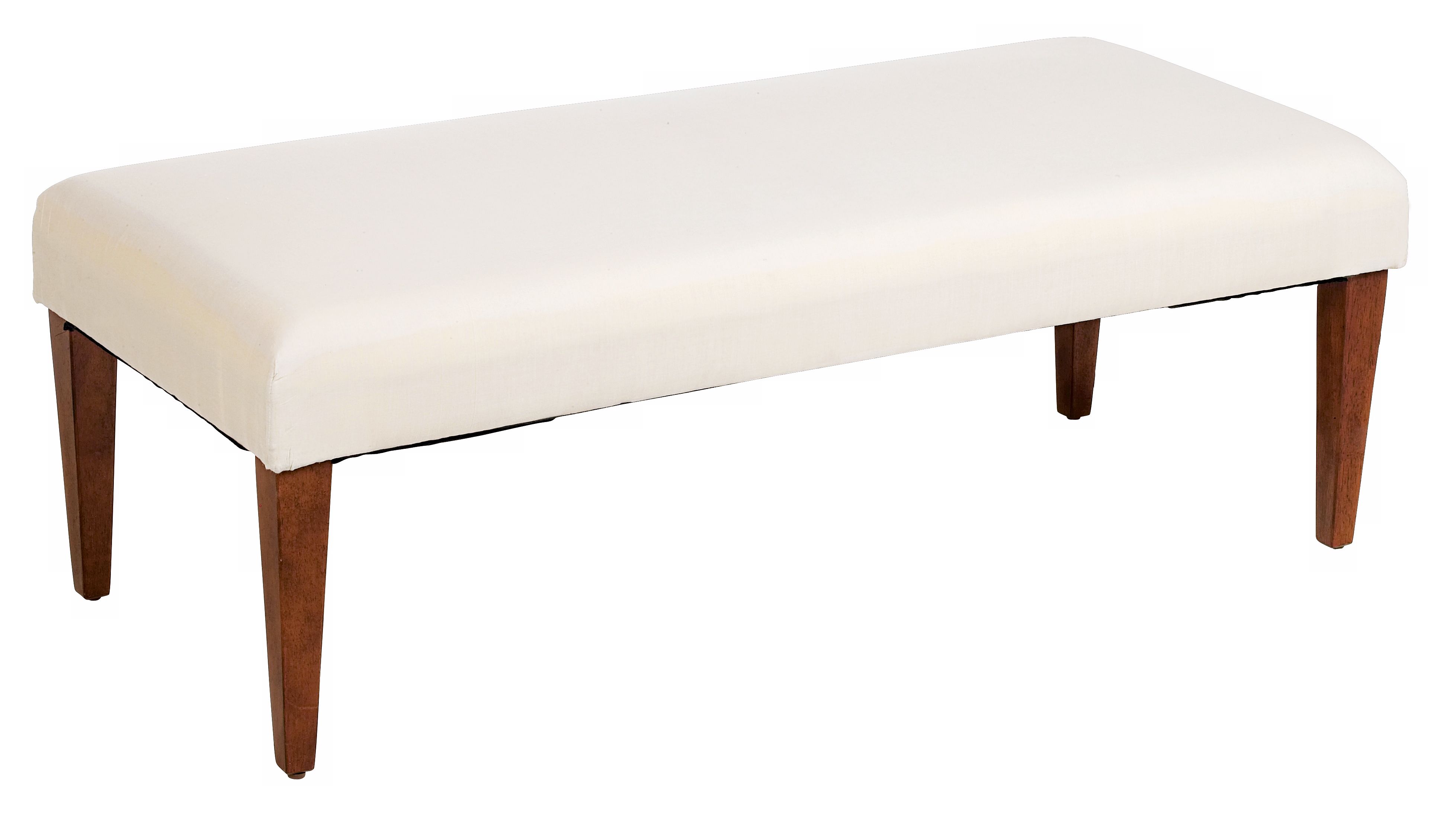 Muslin Covered Walnut Straight Leg Upholstered Bench